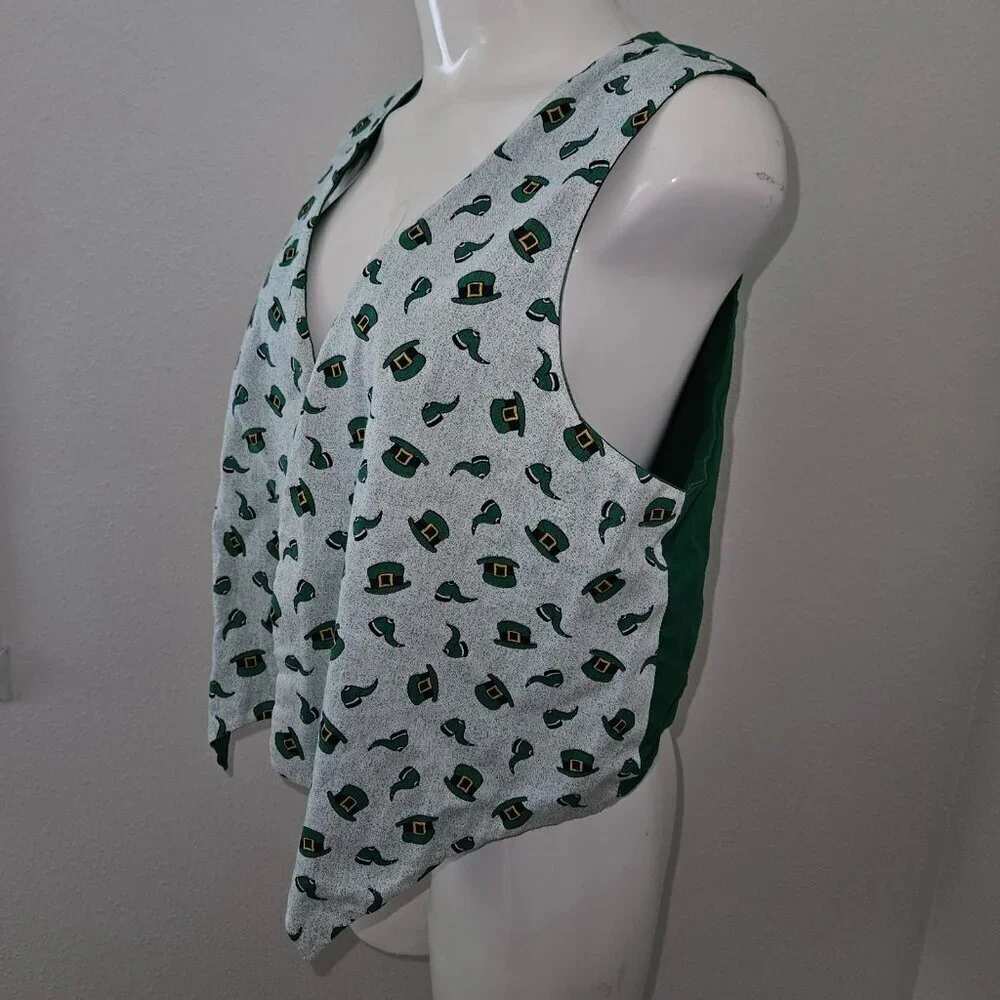 Handmade St Patrick's Day Reversible Vest Green Leprechaun Child Lg? Adult Sm?